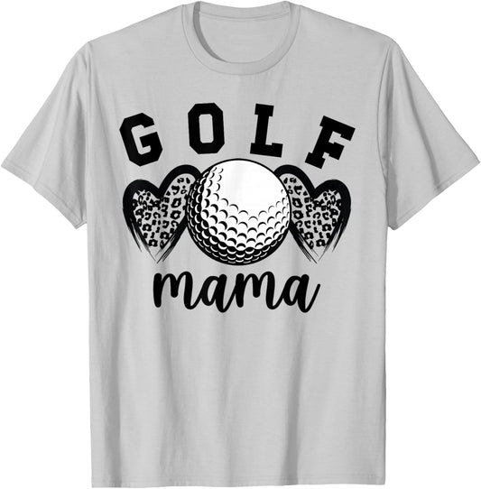 Golf Mama Hearts Golf Mom Of A Golf Player Mother T-Shirt - T-Shirt | Ash