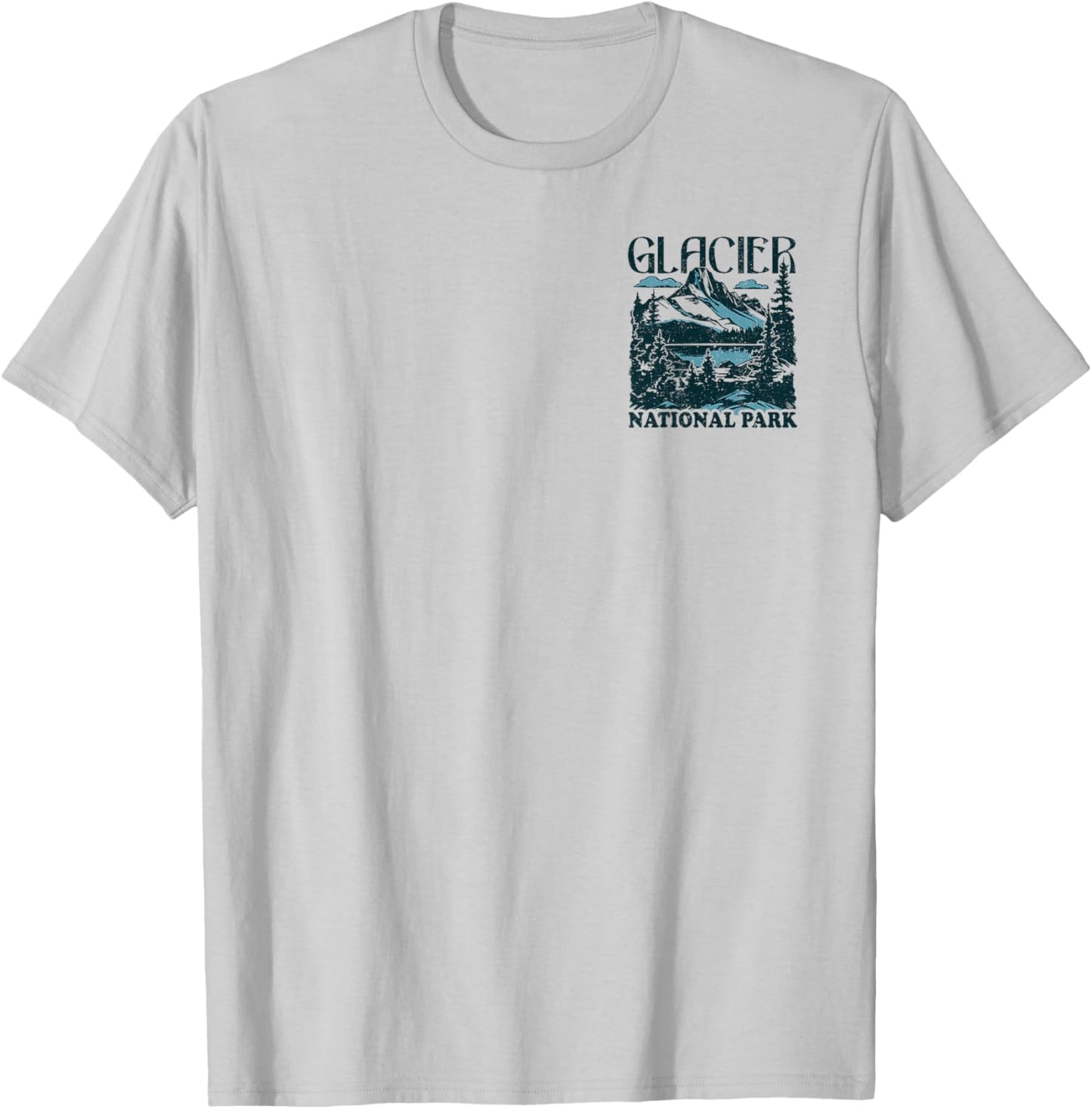 Glacier National Park Front and Back T-Shirt - T-Shirt | Ash