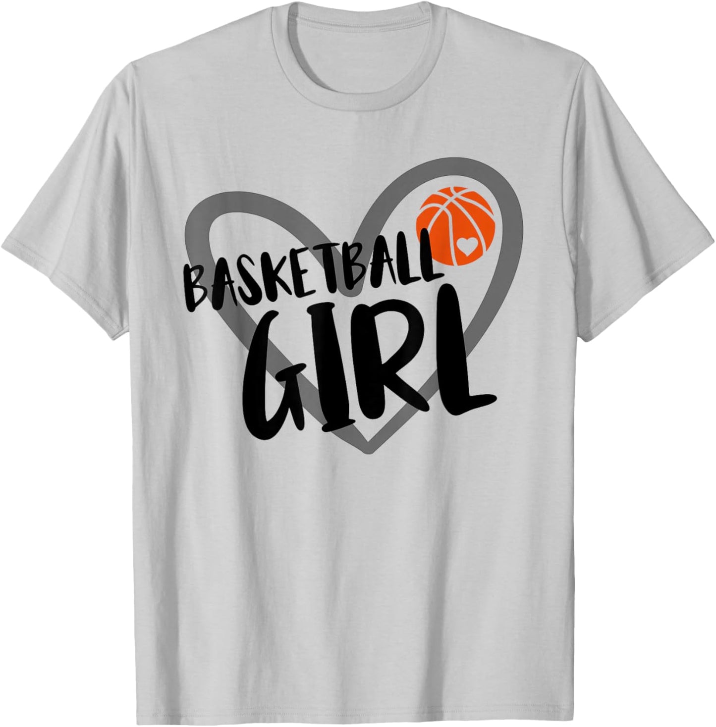 Basketball Girl Heart T-Shirt - T-Shirt | Ash