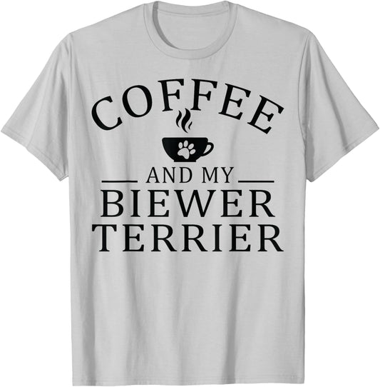 Biewer Terrier Dog And Coffee T-Shirt - T-Shirt | Ash