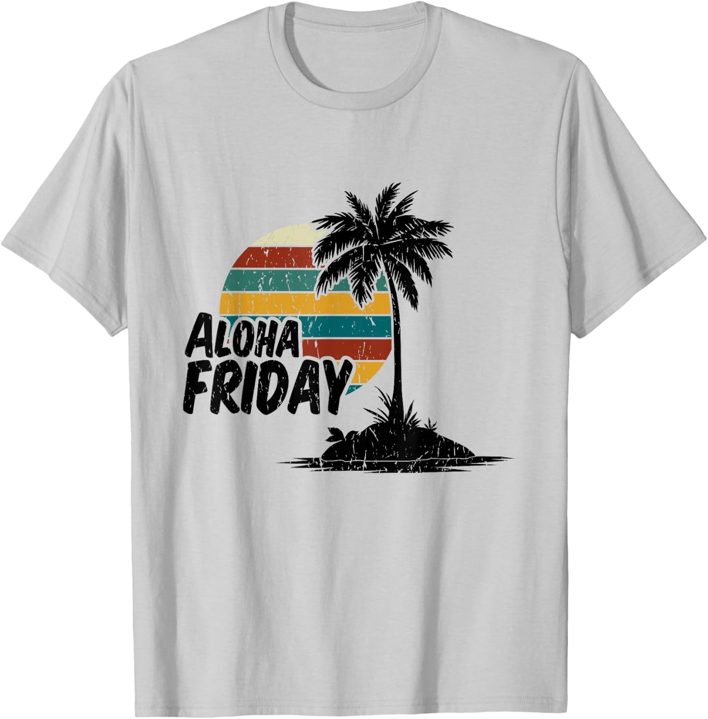 Aloha Friday Hawaiian Retro Sunset Summer Vintage T-Shirt - T-Shirt | Ash