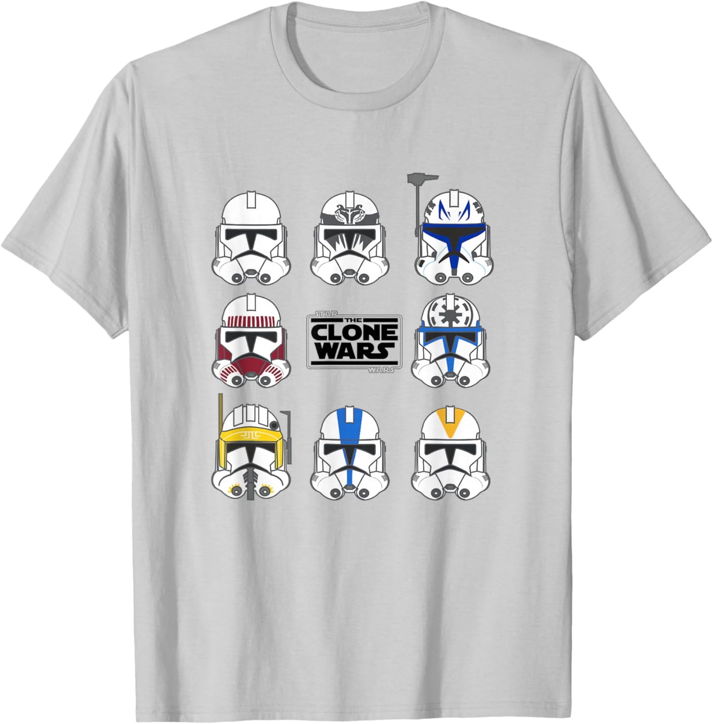 Star Wars: The Clone Wars Multiple Trooper Helmets T-Shirt - T-Shirt | Ash