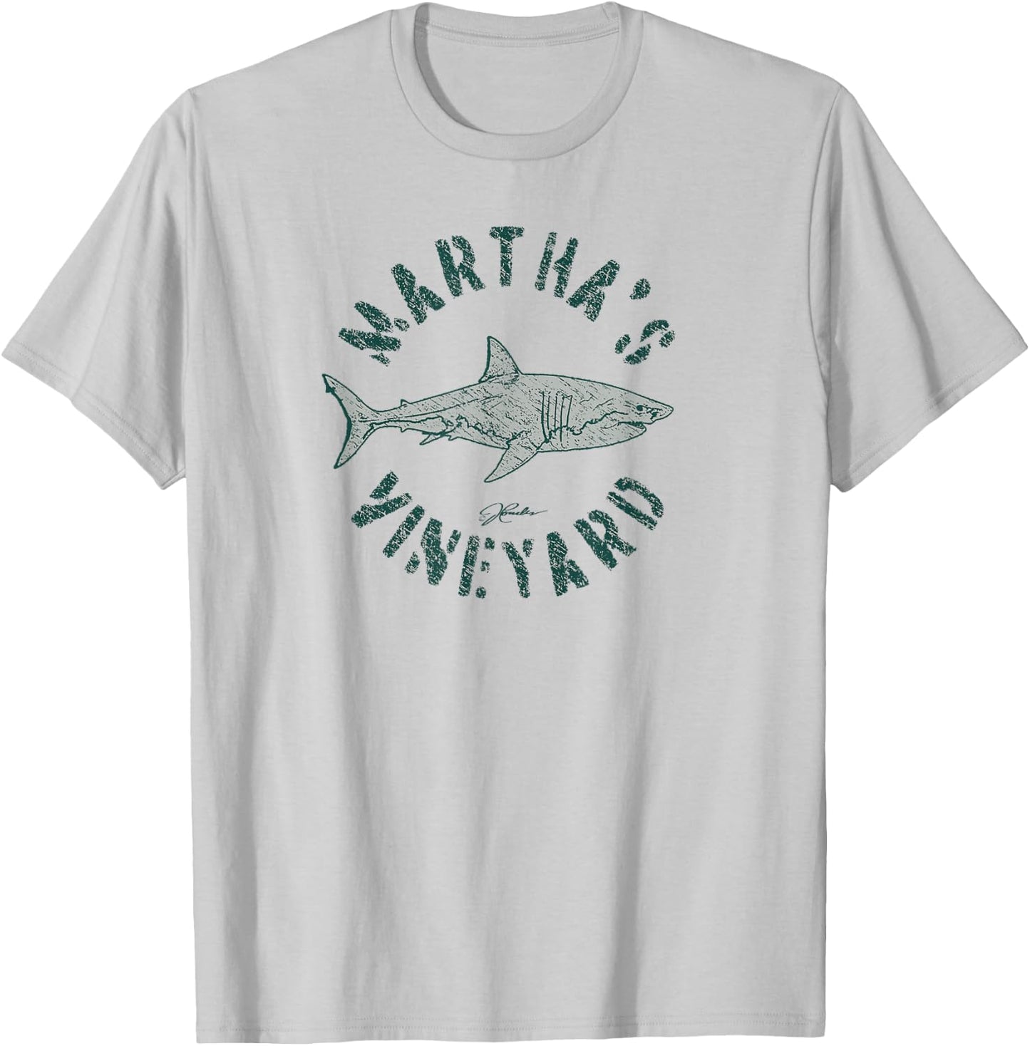 JCombs: Martha's Vineyard, MA, Great White Shark T-Shirt - T-Shirt | Ash