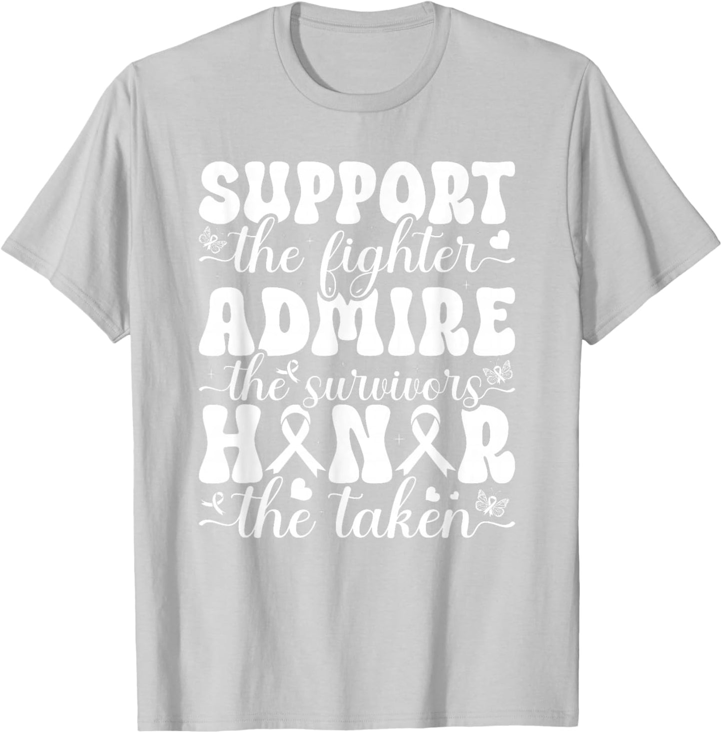 Breast Support Pink Admire Honor Breast Cancer Awareness T-Shirt - T-Shirt | Ash