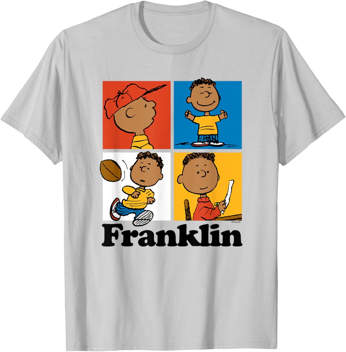 Peanuts Franklin Armstrong Grid , Blue, Small T-Shirt - T-Shirt | Ash