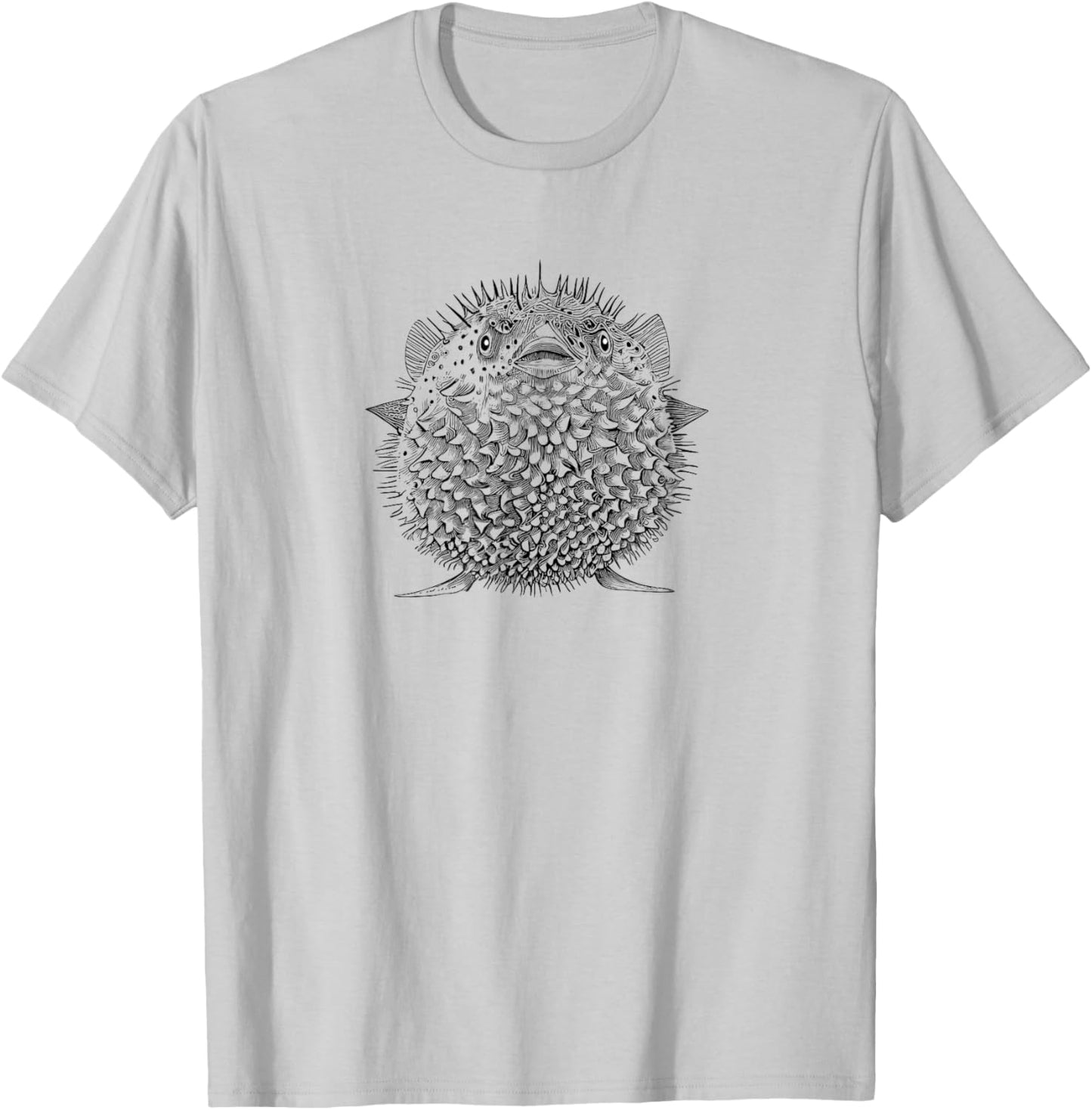 Vintage Retro Illustration Puffer Fish Lover T-Shirt - T-Shirt | Ash
