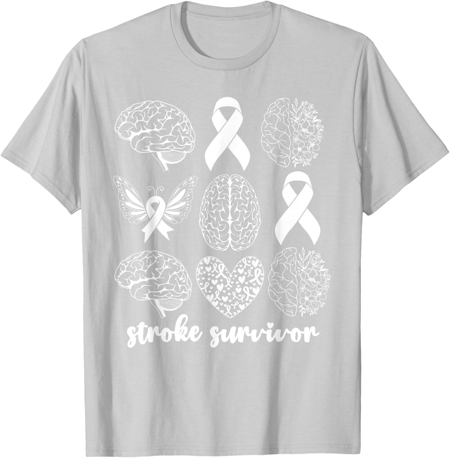 Stroke Survivor Women Brain Attack Stroke Awareness Month T-Shirt - T-Shirt | Ash