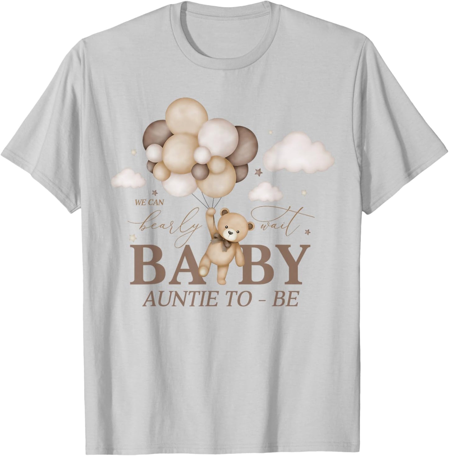 Auntie We Can Bearly Wait Baby Shower Bear Family Matching T-Shirt - T-Shirt | Ash