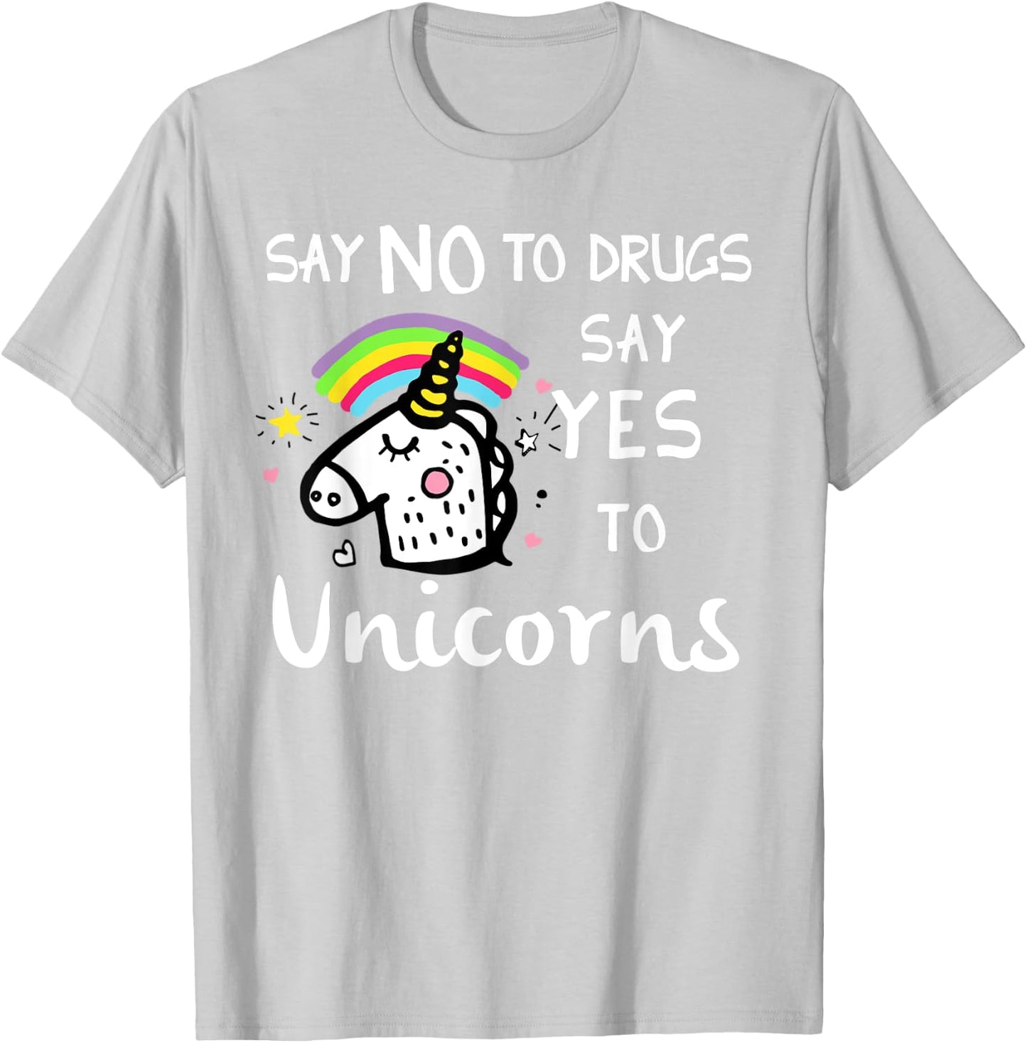 Red Ribbon Week Kids Youth Say No Say Yes to Unicorns T-Shirt - T-Shirt | Ash