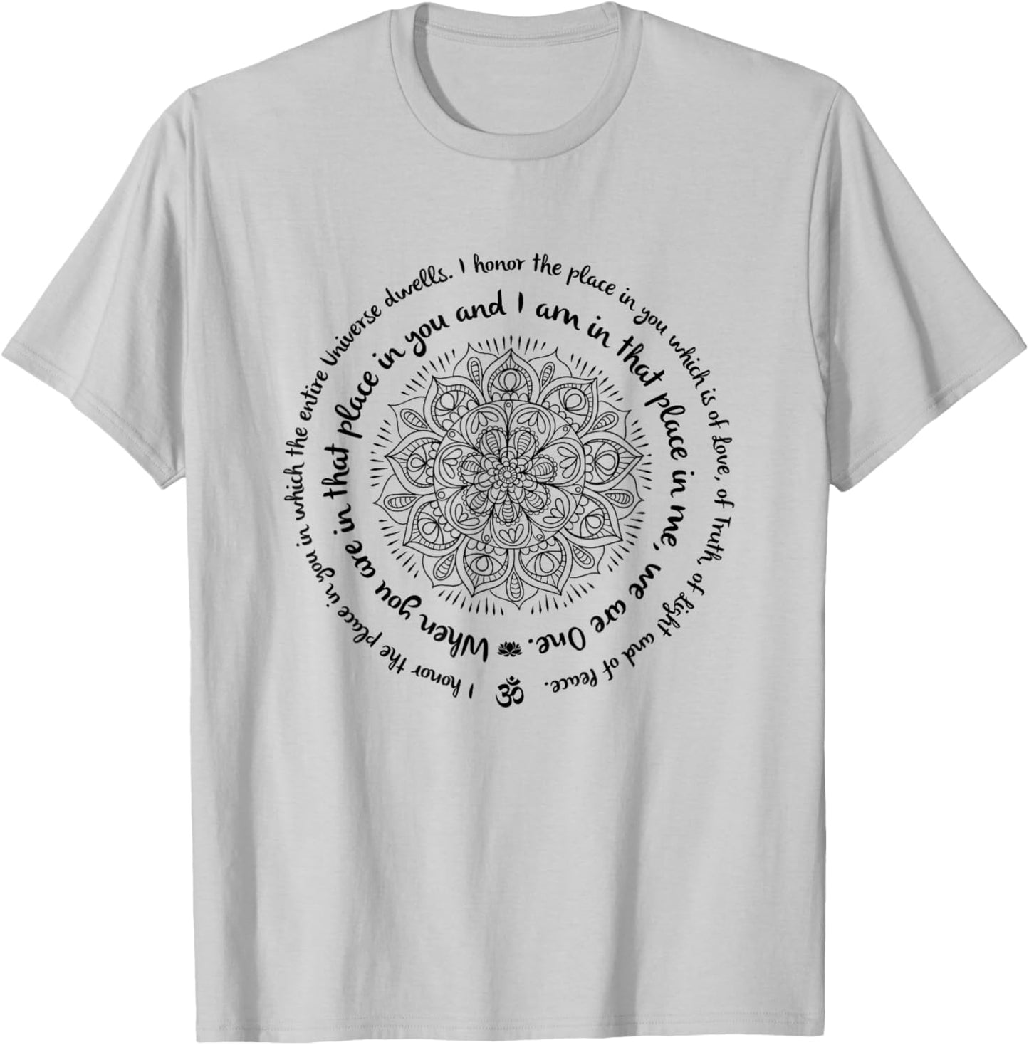 WE ARE ONE Namaste Happy Zen Yoga Meditation Mandala Design T-Shirt - T-Shirt | Ash