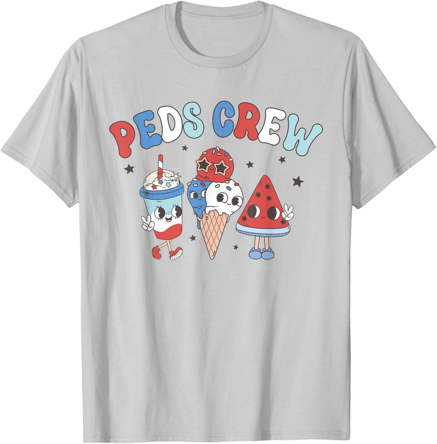 Retro PEDS Crew 4th Of July Popsicle Pediatric Nurse Women T-Shirt - T-Shirt | Ash
