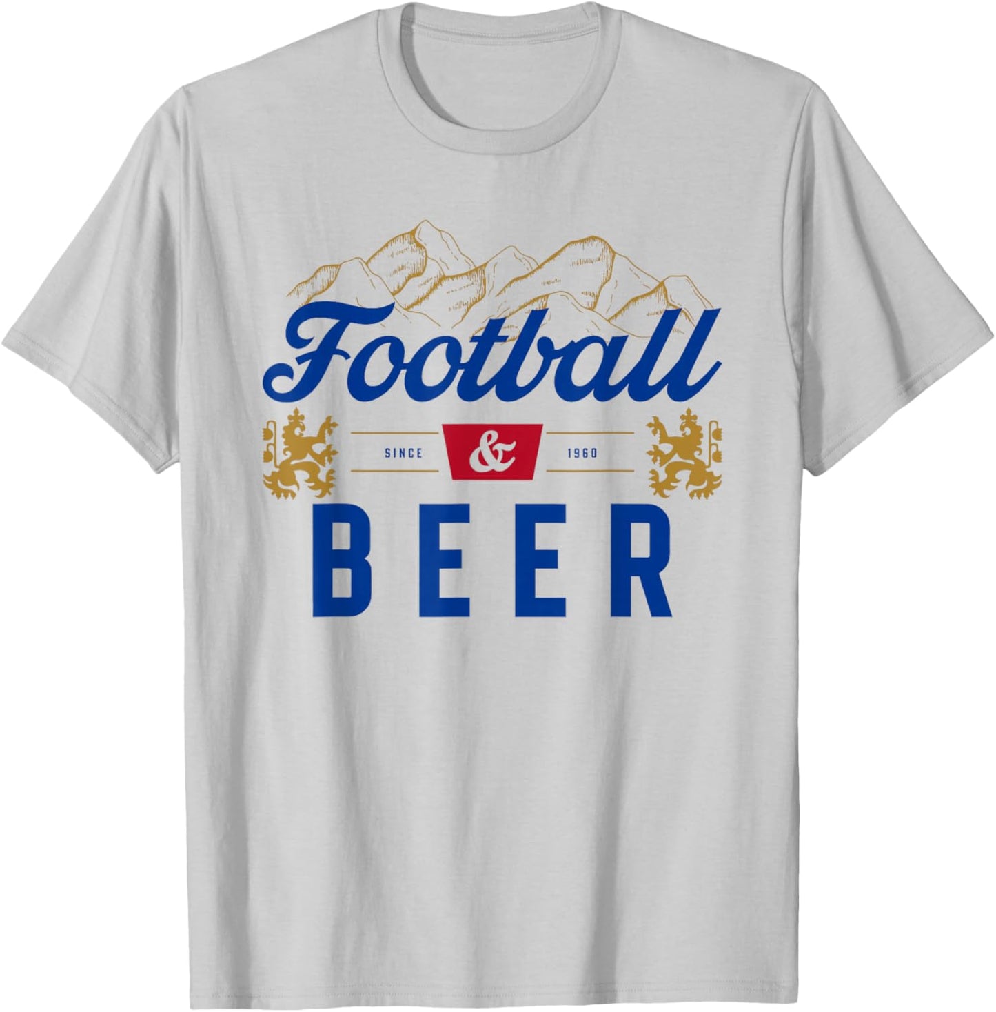 Vintage Football And Beer Drinking Game Day Football Season T-Shirt - T-Shirt | Ash