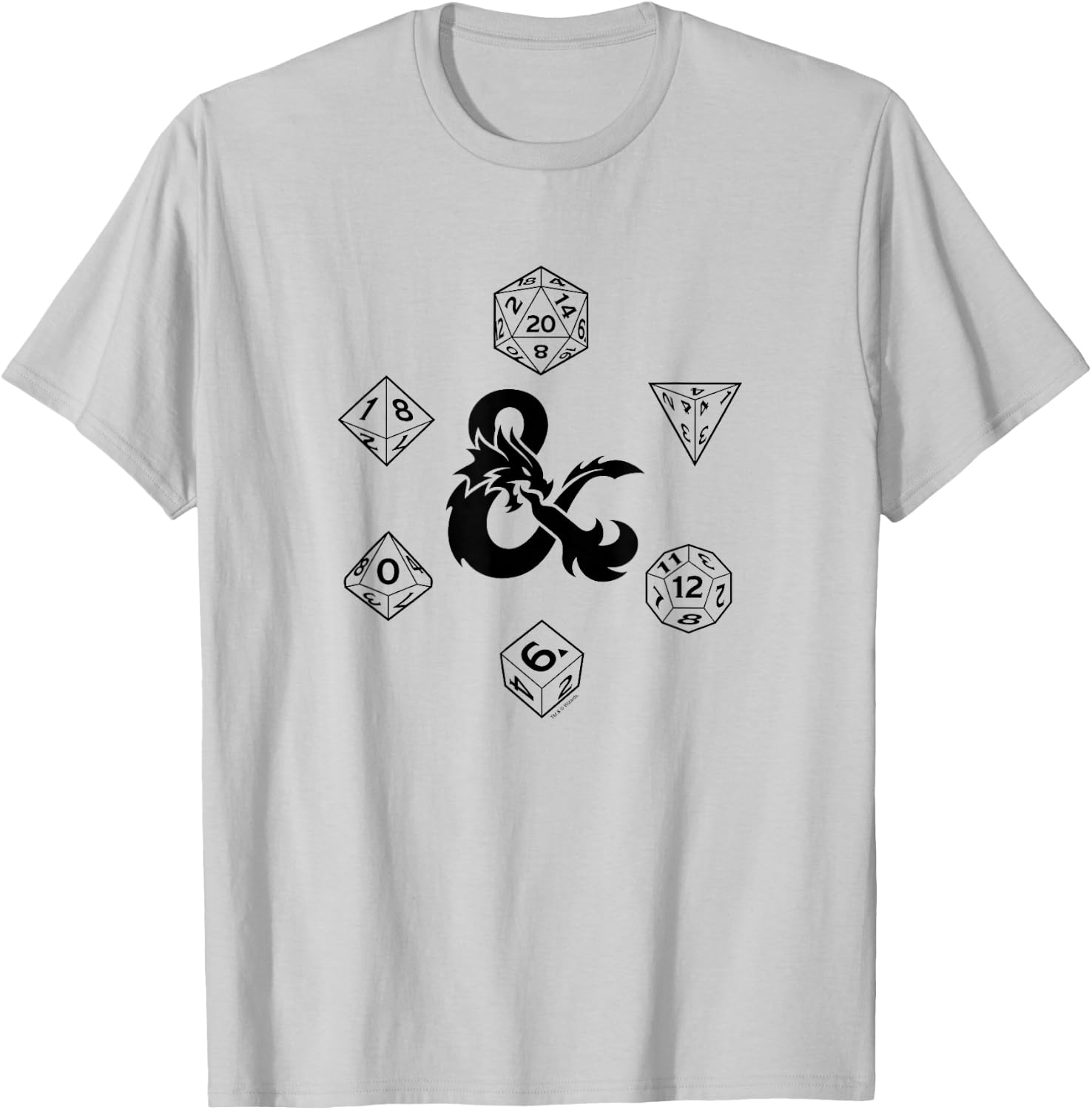 Dungeons & Dragons Hexagon Dice Circle Layout T-Shirt - T-Shirt | Ash