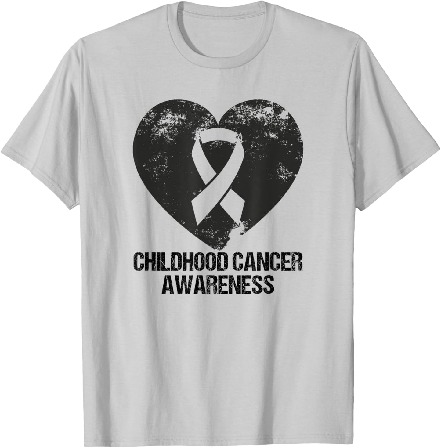 Vintage Childhood Cancer Awareness, cute Yellow heart Ribbon T-Shirt - T-Shirt | Ash