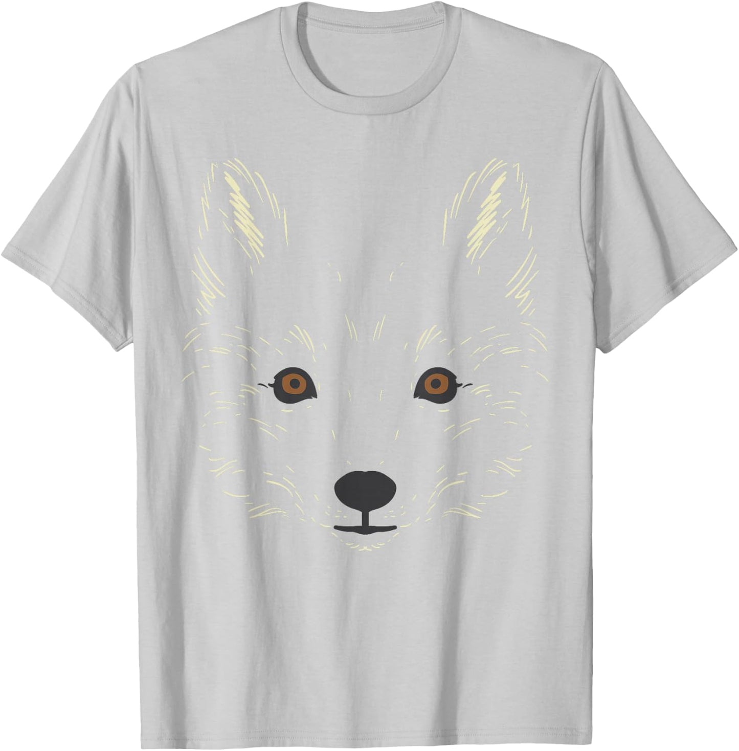 Arctic Snow Fox Face Cool Animal Costume Easy Halloween T-Shirt - T-Shirt | Ash