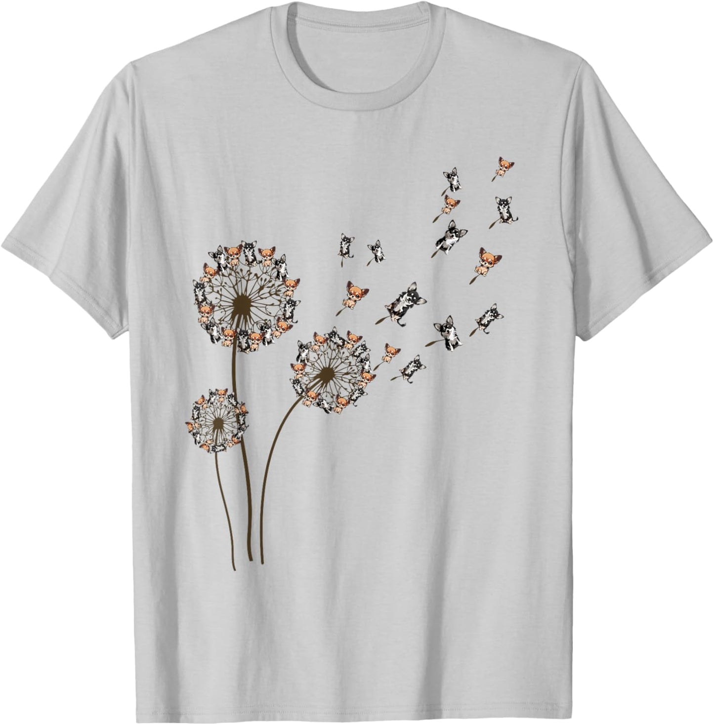 Chihuahua Dandelion Flower Dog Mom Mama T-Shirt - T-Shirt | Ash