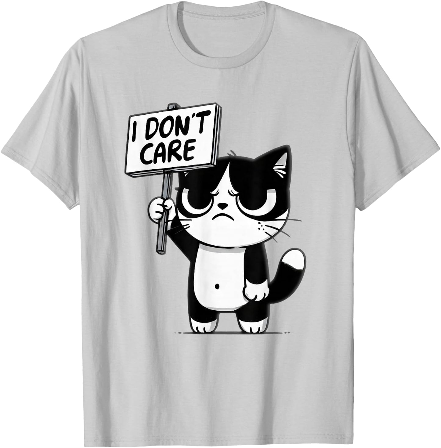Funny Cat, Sarcastic Grumpy Mood, Family Kids Kitten Meme T-Shirt - T-Shirt | Ash