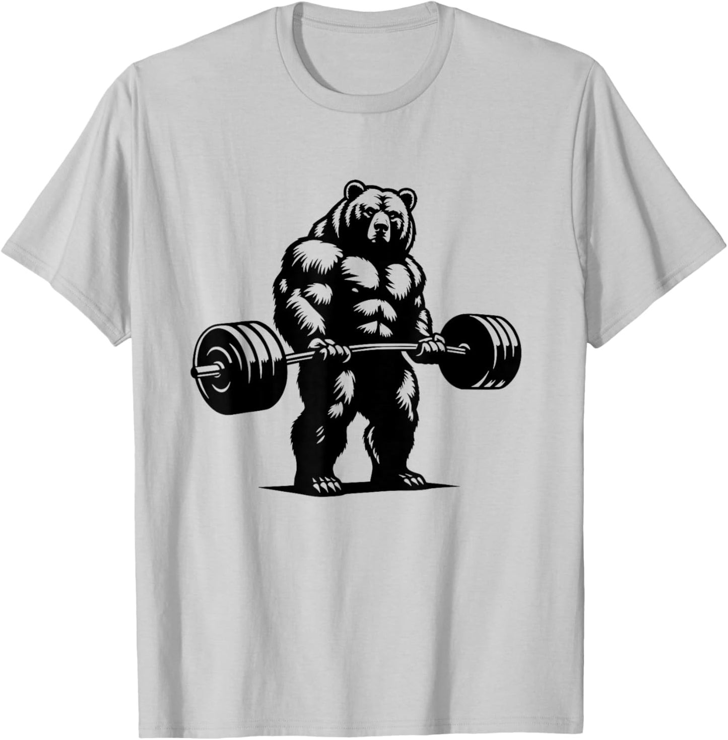 Grizzly Bear Bodybuilder Lifting Graphic Design T-Shirt - T-Shirt | Ash