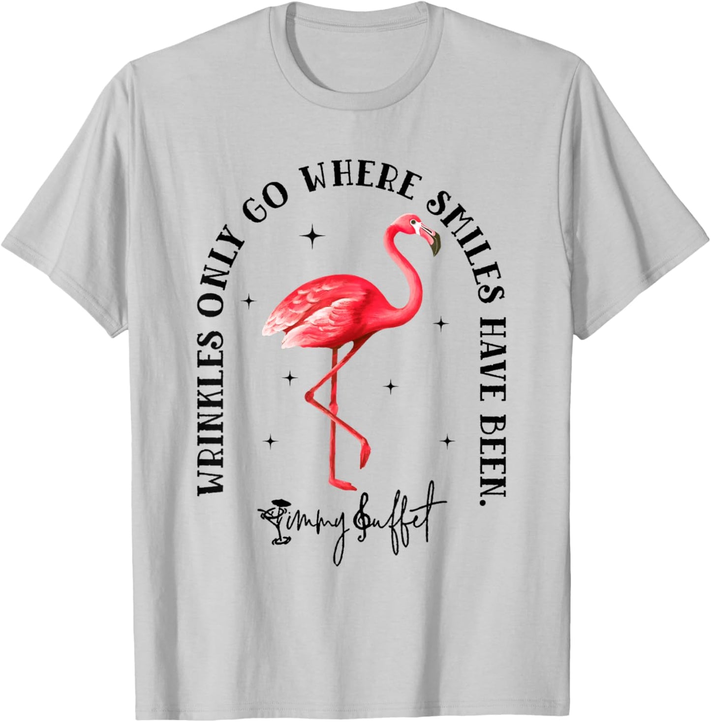 Wrinkles Only Go Where Smiles Have Been Flamingo T-Shirt - T-Shirt | Ash