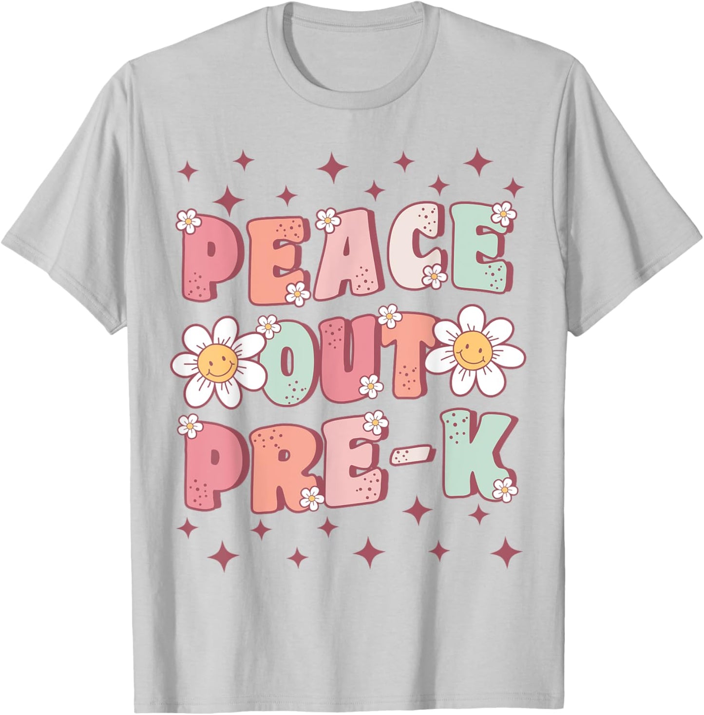 Peace Out Pre-K Cute Groovy Last Day of Preschool Graduation T-Shirt - T-Shirt | Ash