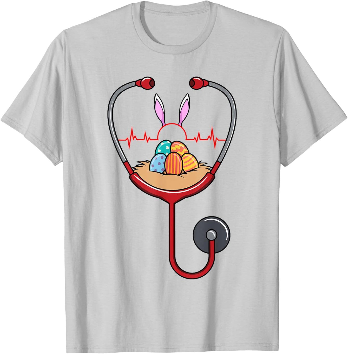 Easter Nurse Doctor Stethoscope Nurses Cute RN CNA Gift T-Shirt - T-Shirt | Ash