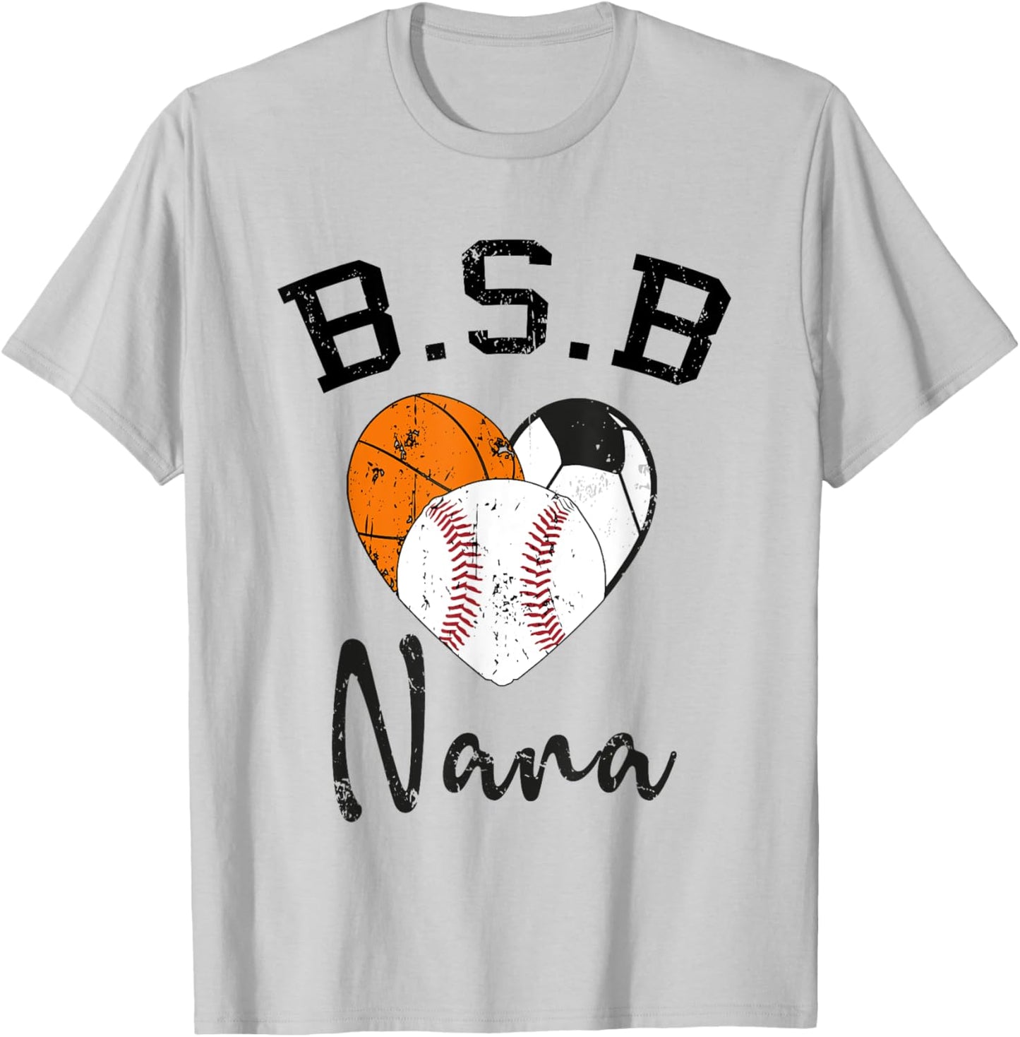 Basketball Soccer Baseball Nana T-Shirt - T-Shirt | Ash