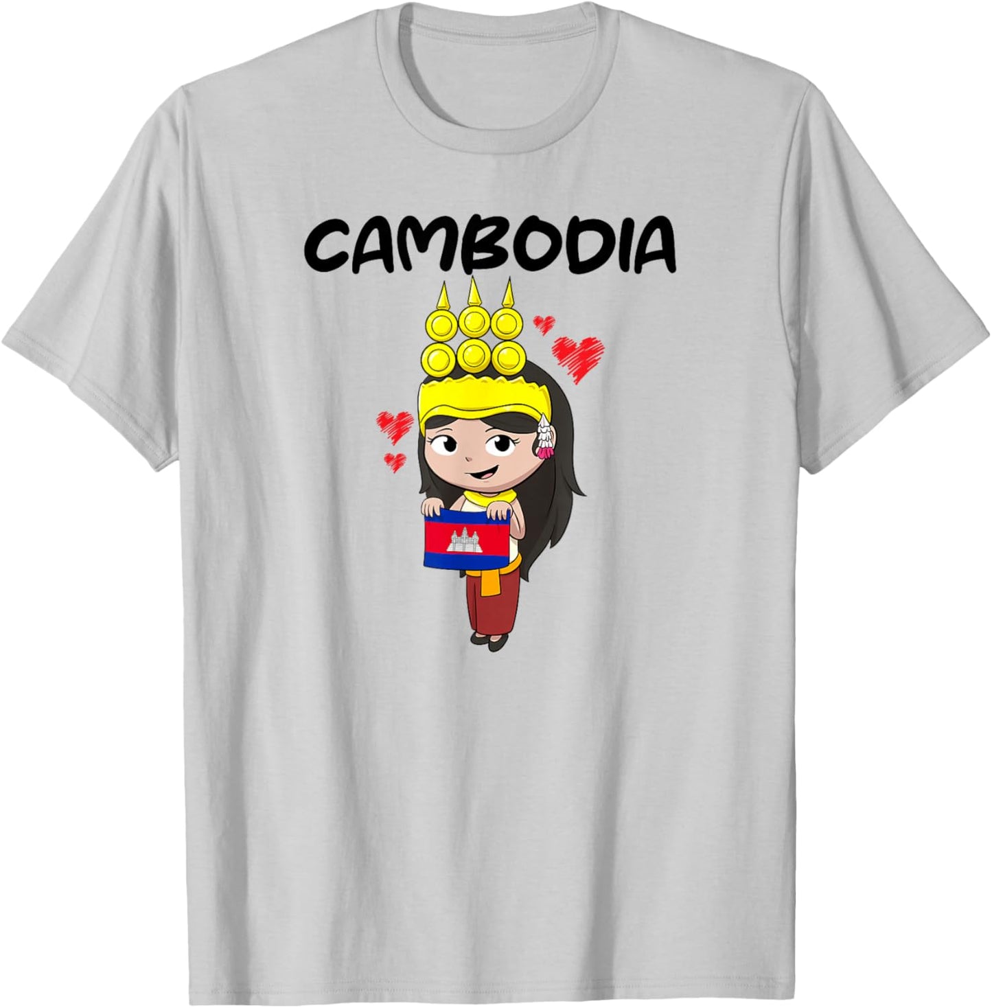 Cambodia Cambodian Khmer Apsara Traditional Dance Flag T-Shirt - T-Shirt | Ash