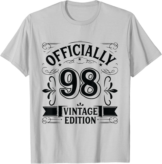 Officially 98 Year Old - Vintage Funny 98th Birthday T-Shirt - T-Shirt | Ash