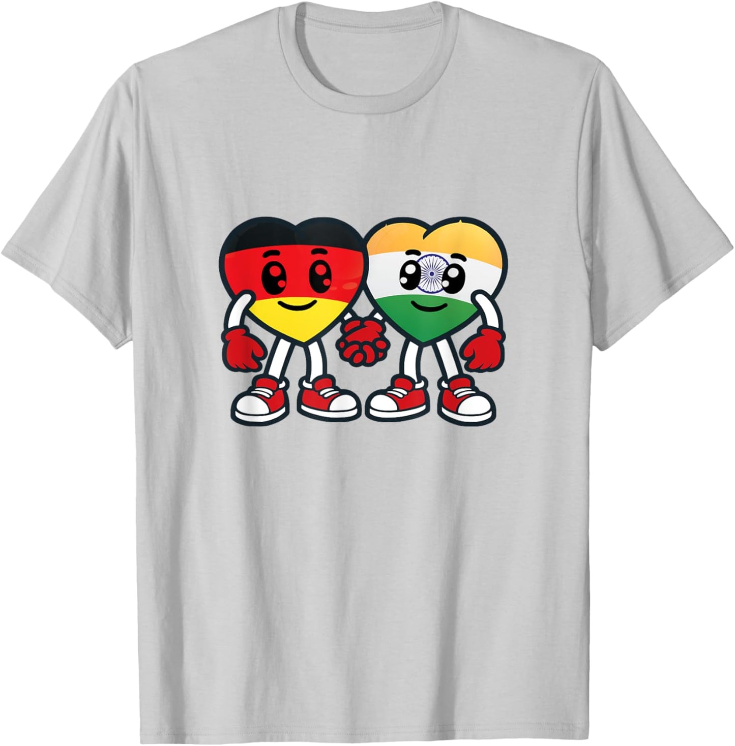 Freundschaftsherzen Deutschland Und Indien T-Shirt - T-Shirt | Ash
