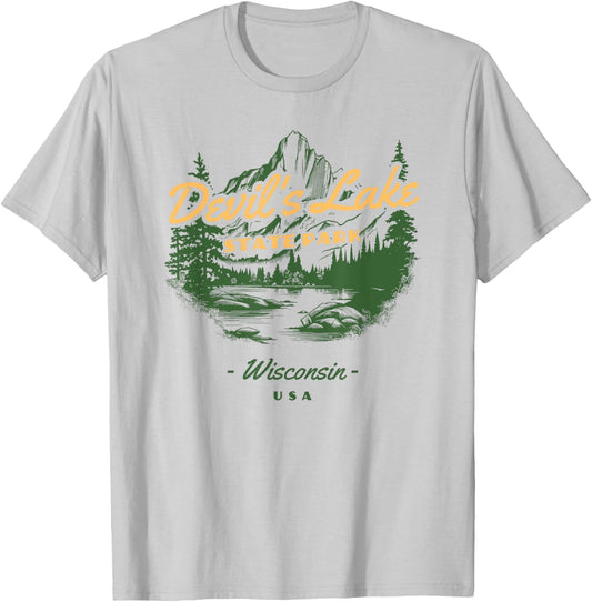 Devil's Lake State Park Wisconsin Retro Vintage T-Shirt - T-Shirt | Ash