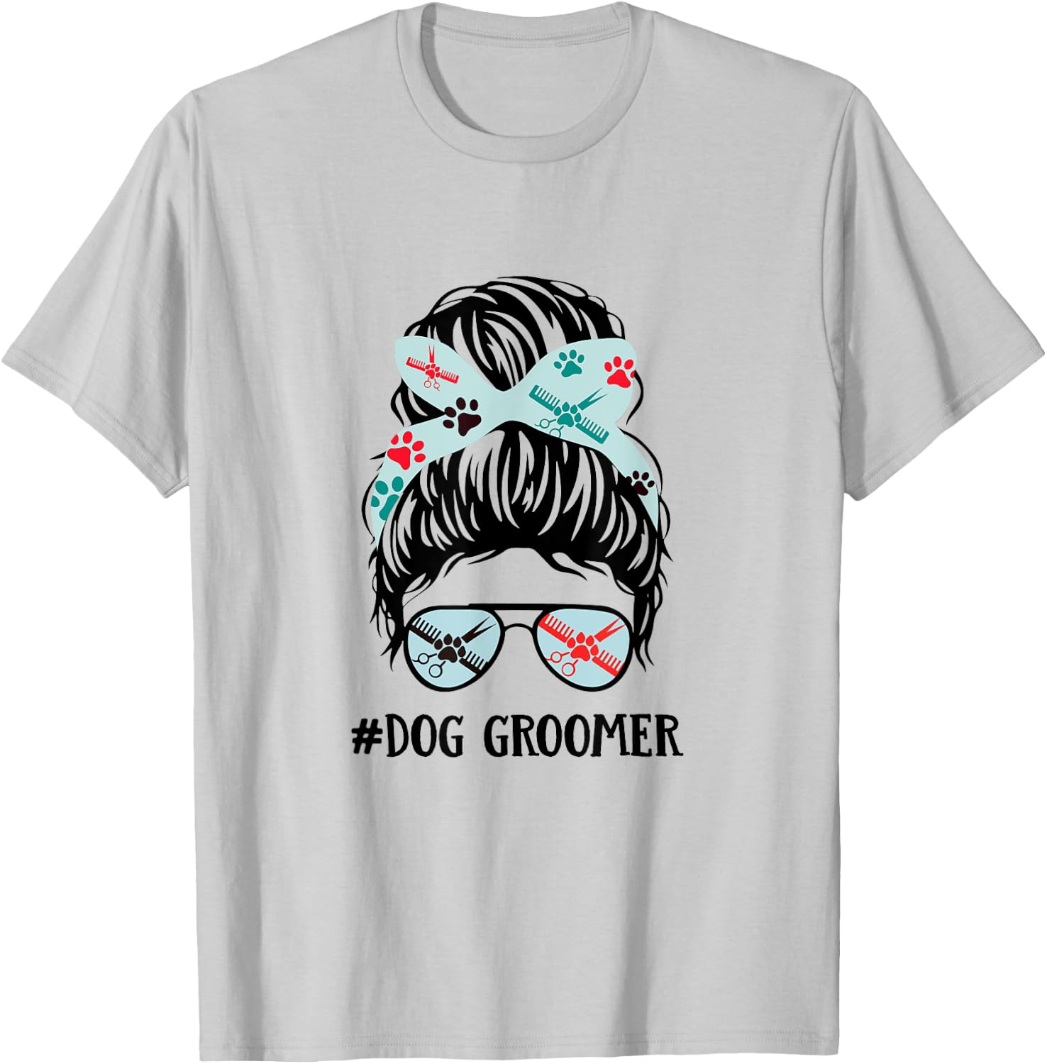 Dog Groomer Gift: Paw Print for Dog Lovers T-Shirt - T-Shirt | Ash