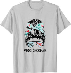Dog Groomer Gift: Paw Print for Dog Lovers T-Shirt - T-Shirt | Ash