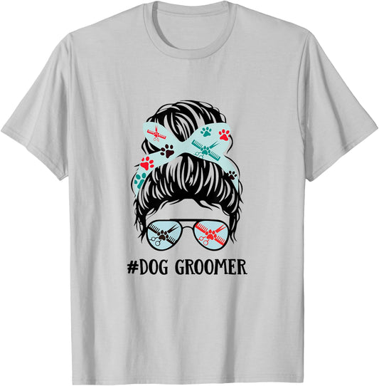 Dog Groomer Gift: Paw Print for Dog Lovers T-Shirt - T-Shirt | Ash