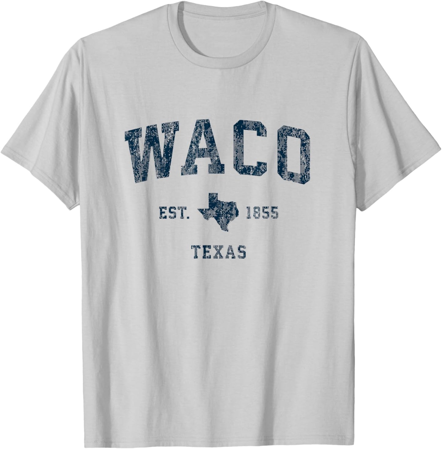 Waco Texas TX Vintage-Sportdesign, marineblauer Druck T-Shirt - T-Shirt | Ash