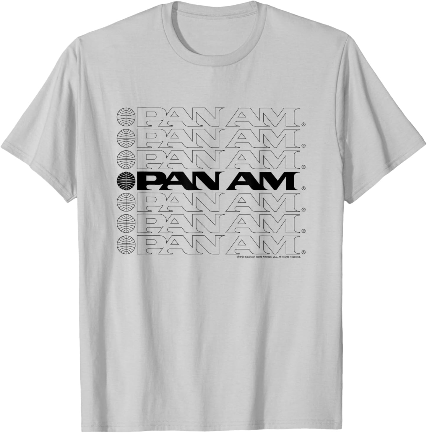 Pan Am Text Logo Cascade T-Shirt - T-Shirt | Ash
