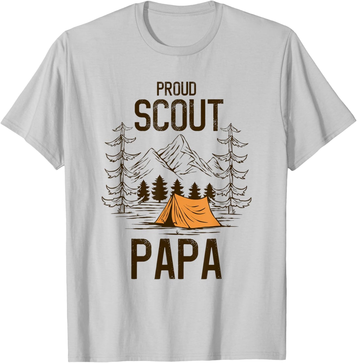 Proud Scout Papa Camping Scout Leader Adventure Travel T-Shirt - T-Shirt | Ash