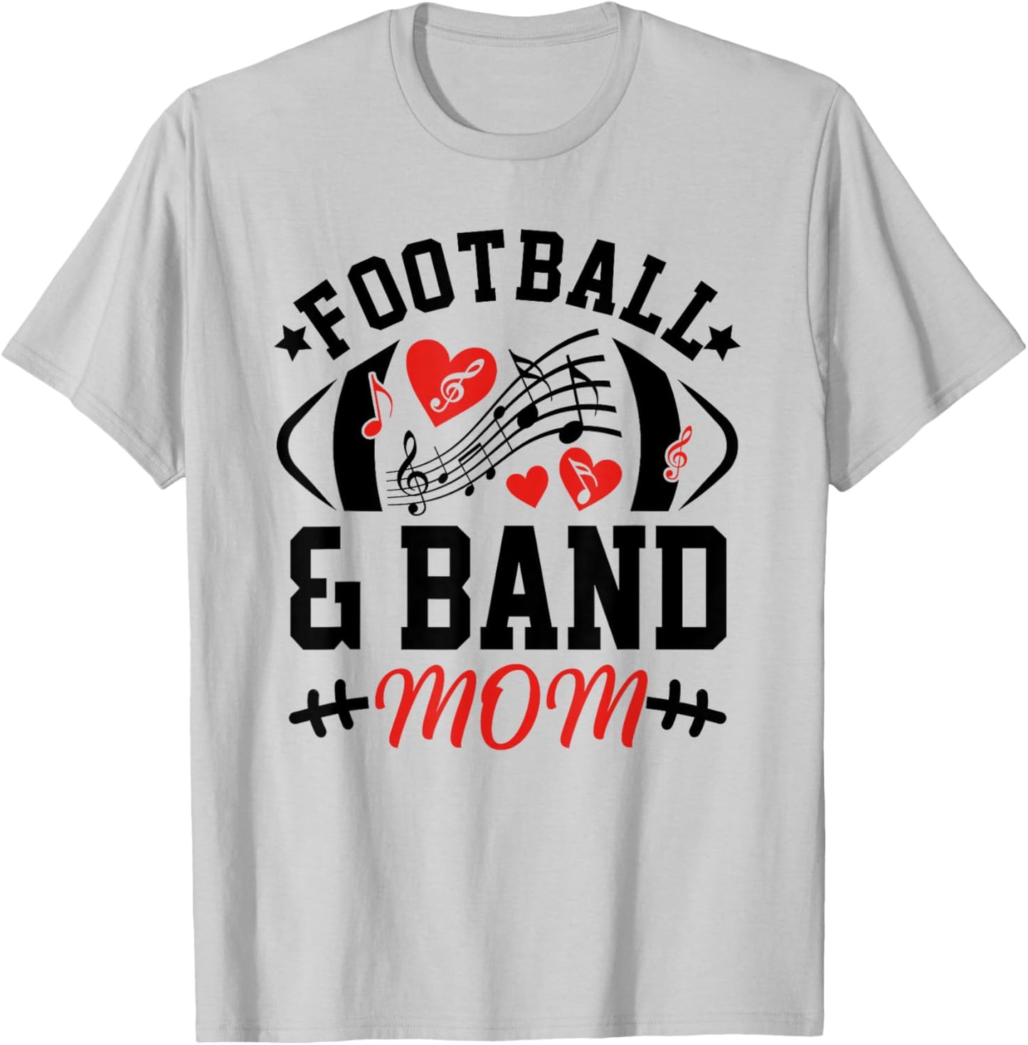 Football and Band Mom Cheer Band Marching Band Show Game Day T-Shirt - T-Shirt | Ash