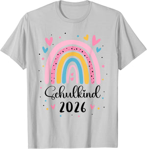 Schulkind 2026 1. Klasse Regenbogen Einschulung Mädchen T-Shirt - T-Shirt | Ash