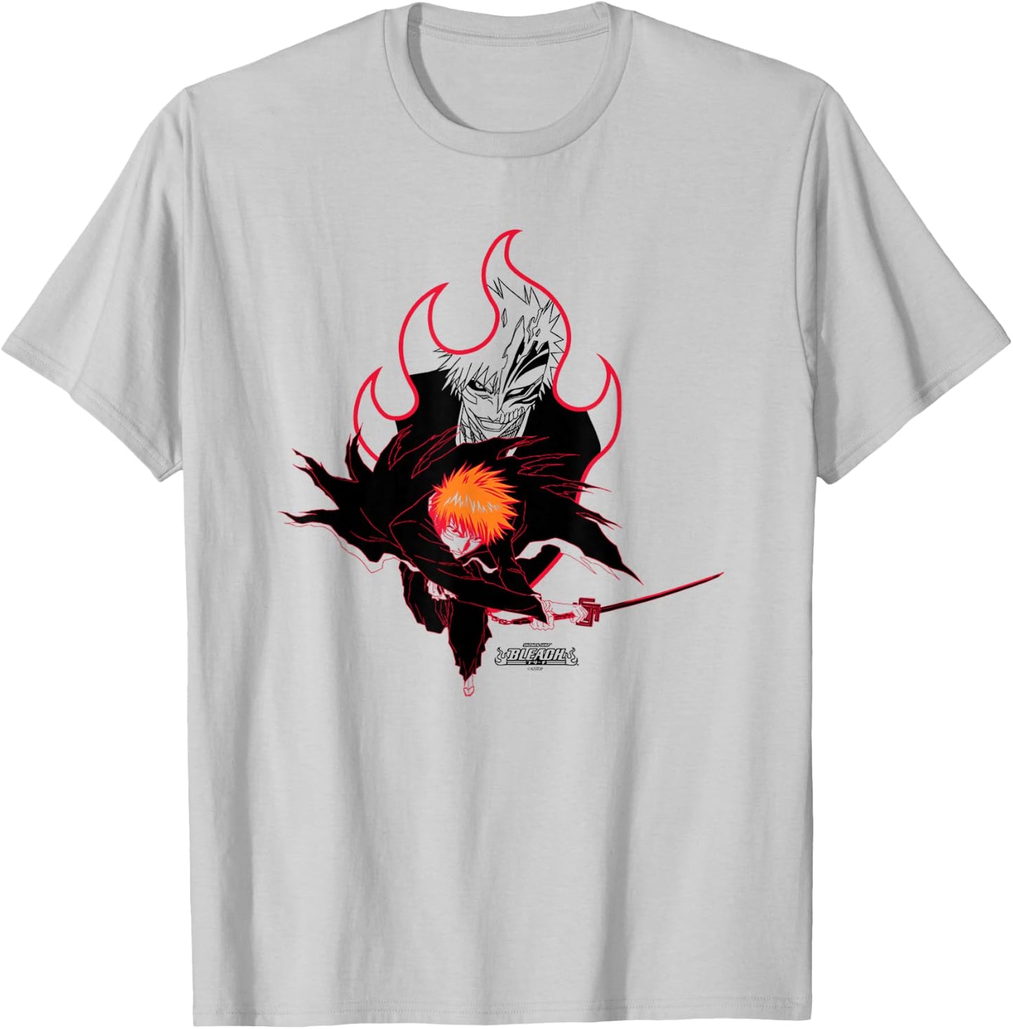 Bleach Ichigo Flame Outline Hallow Transform Anime T-Shirt - T-Shirt | Ash