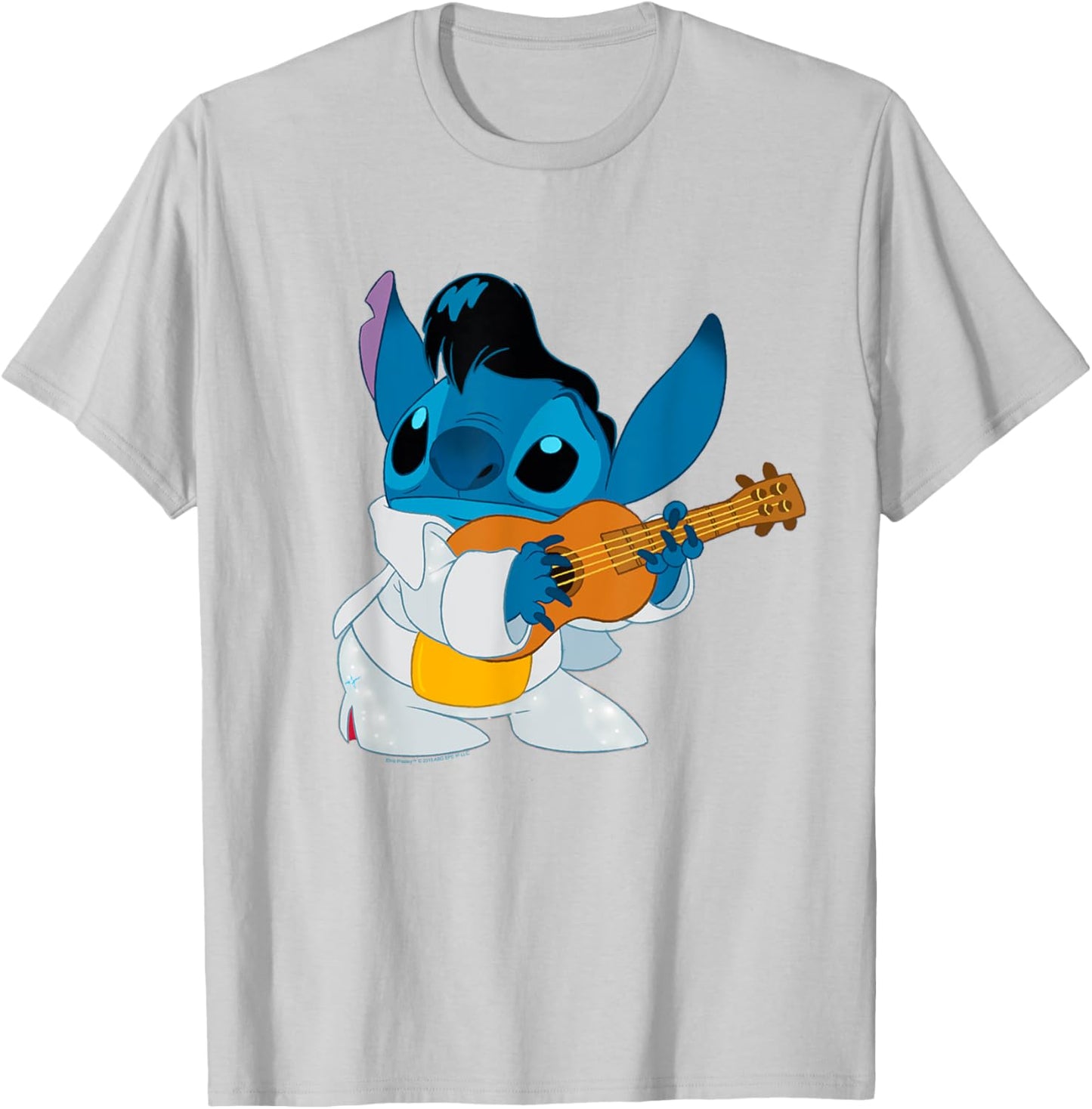 Disney Lilo & Stitch Iconic Elvis Stitch Ready To Play Logo T-Shirt - T-Shirt | Ash