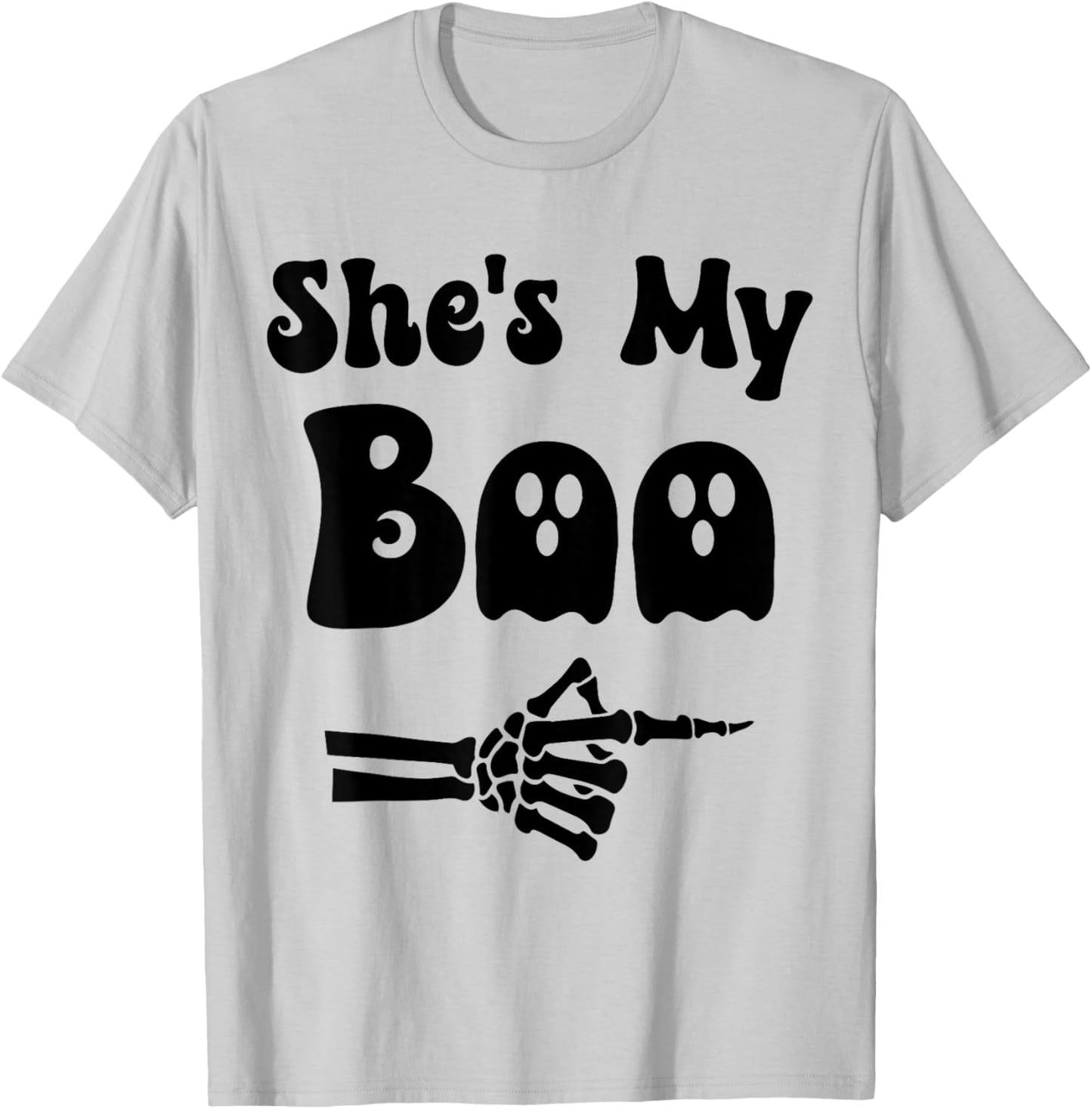 She's My Boo Matching Halloween Pajama Couples He's My Boo T-Shirt - T-Shirt | Ash