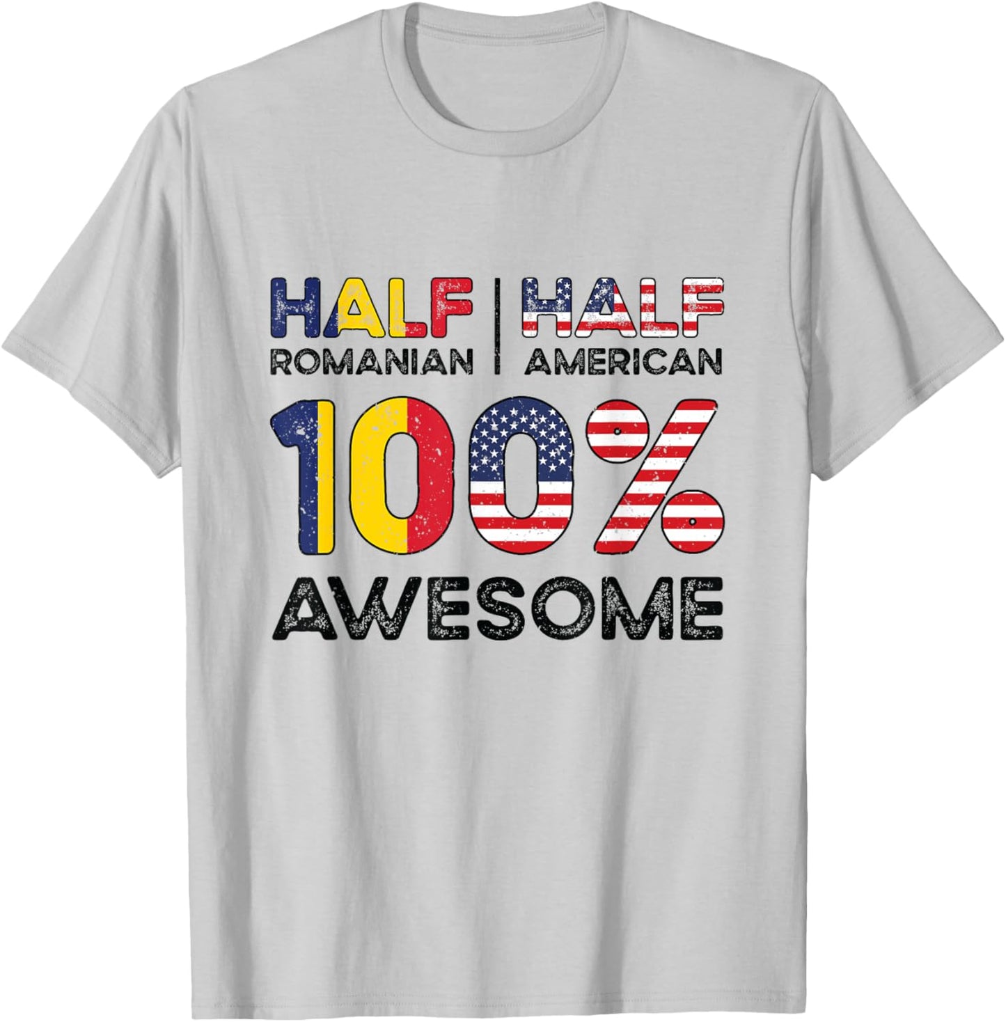 Romanian American Patriot USA Grown Romania US Flag T-Shirt - T-Shirt | Ash