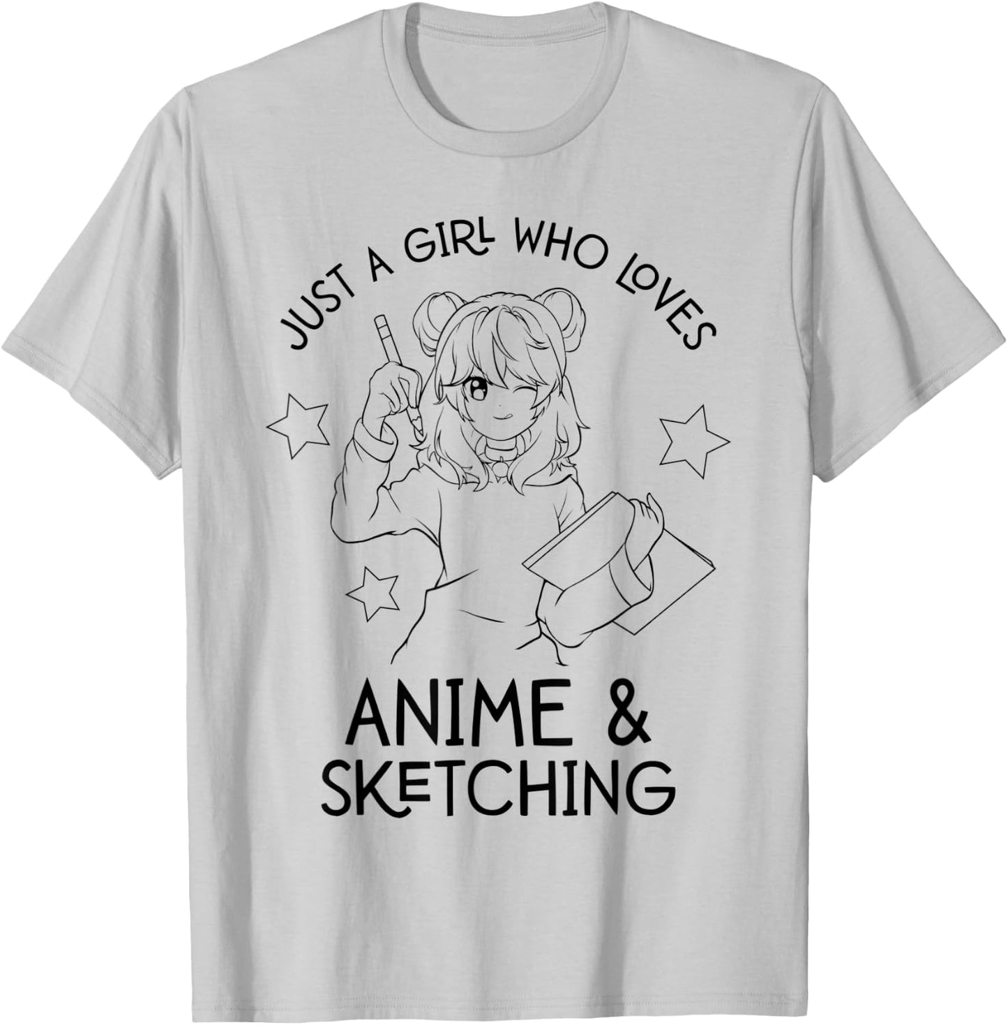 Just A Girl Who Loves Anime and Sketching Drawing Art T-Shirt - T-Shirt | Ash