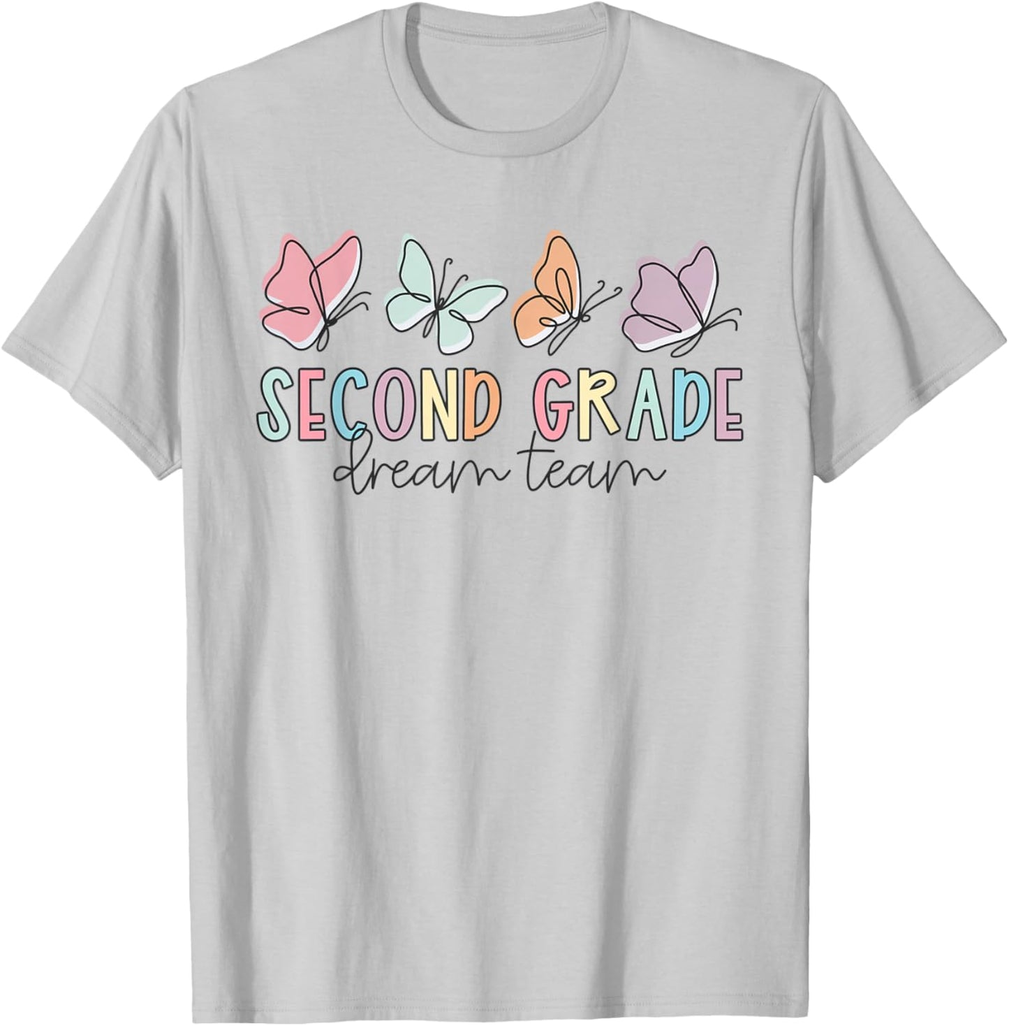 Second Grade Dream Team Butterfly Elementary Back to School T-Shirt - T-Shirt | Ash