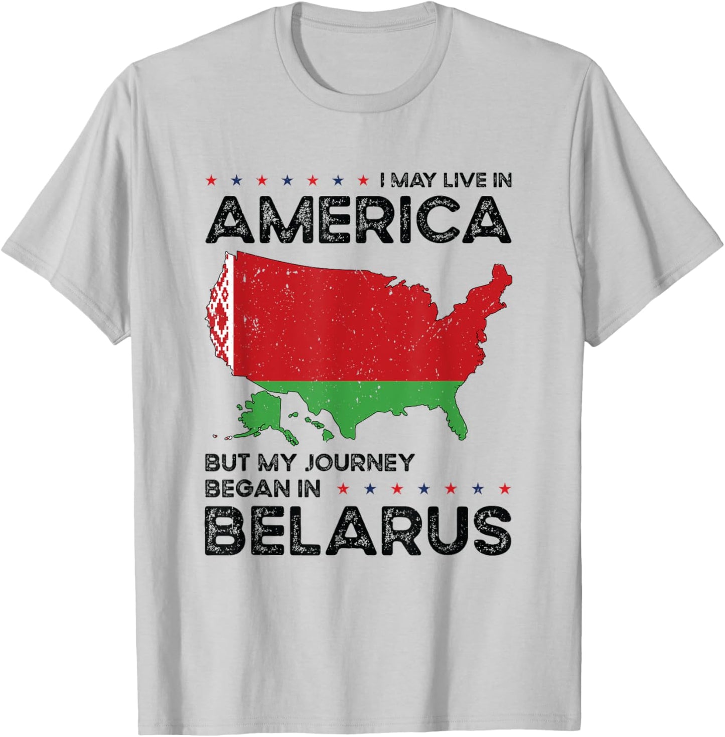 Belarusian American Patriot USA Grown Belarus US Flag T-Shirt - T-Shirt | Ash