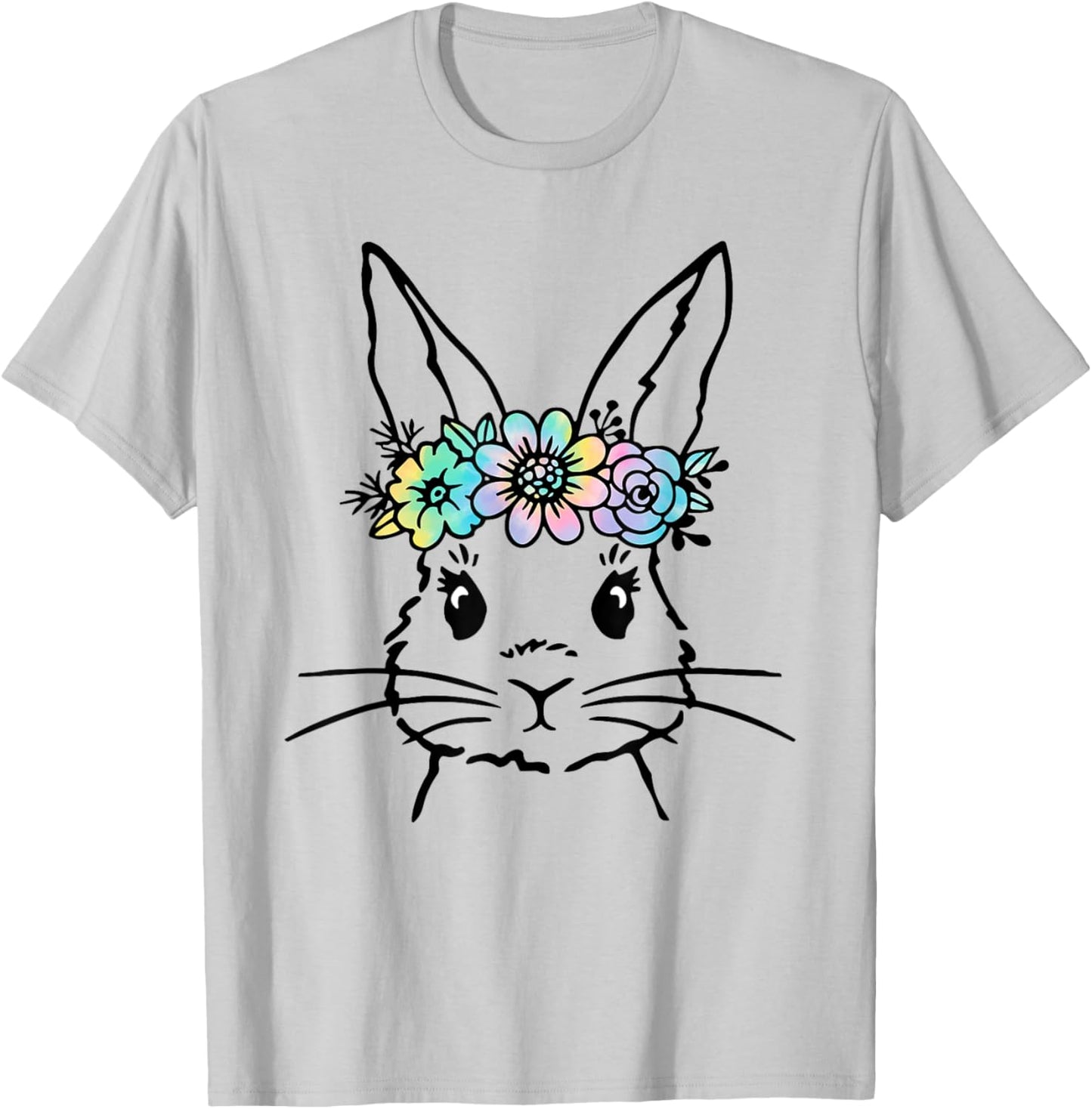 Cute Bunny Face Tie Dye Rabbit Easter Day Women Girls Kids T-Shirt - T-Shirt | Ash