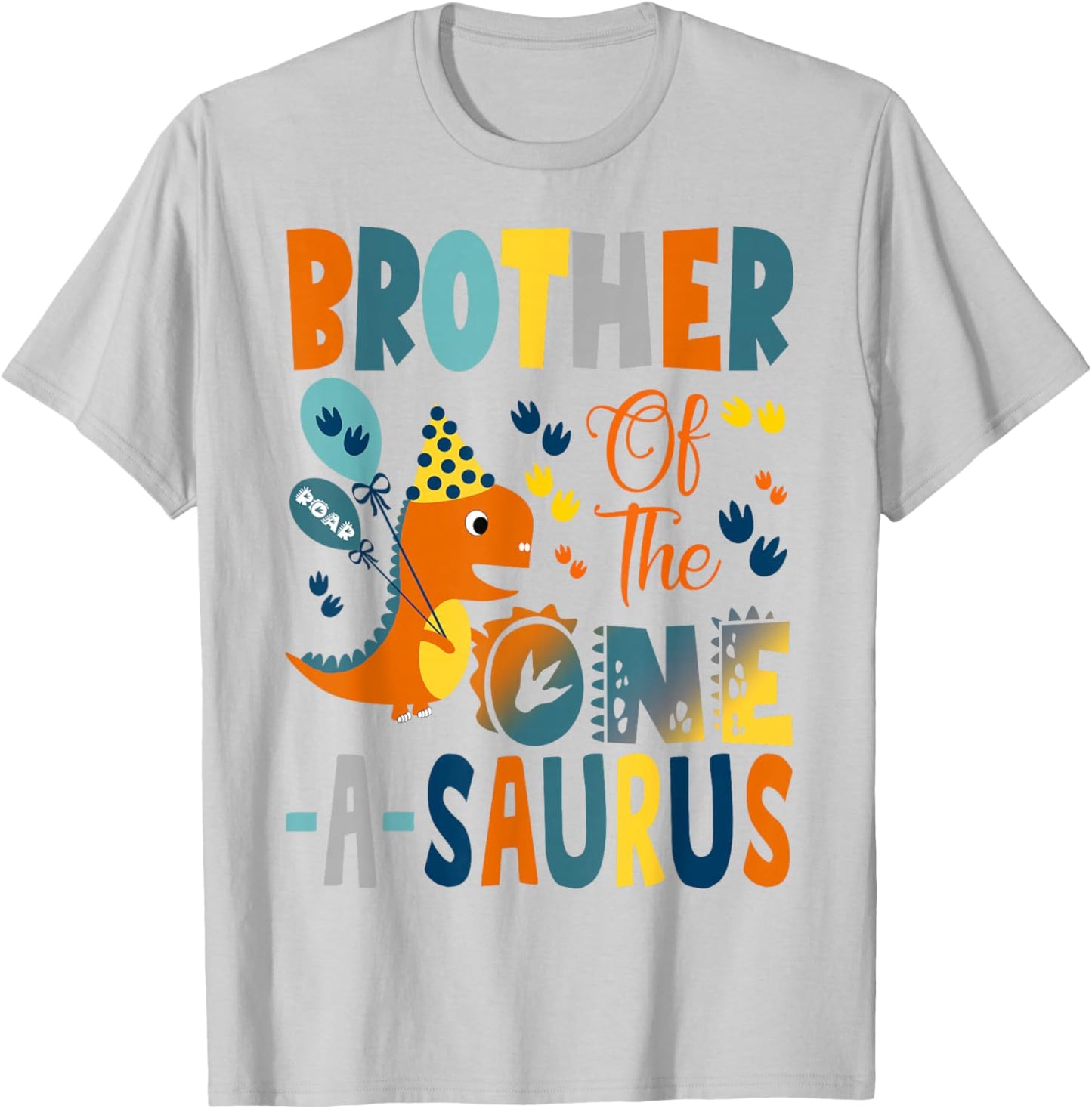 Brother of The One-A-Saurus 1st Birthday Boy Dinosaur T-Shirt - T-Shirt | Ash