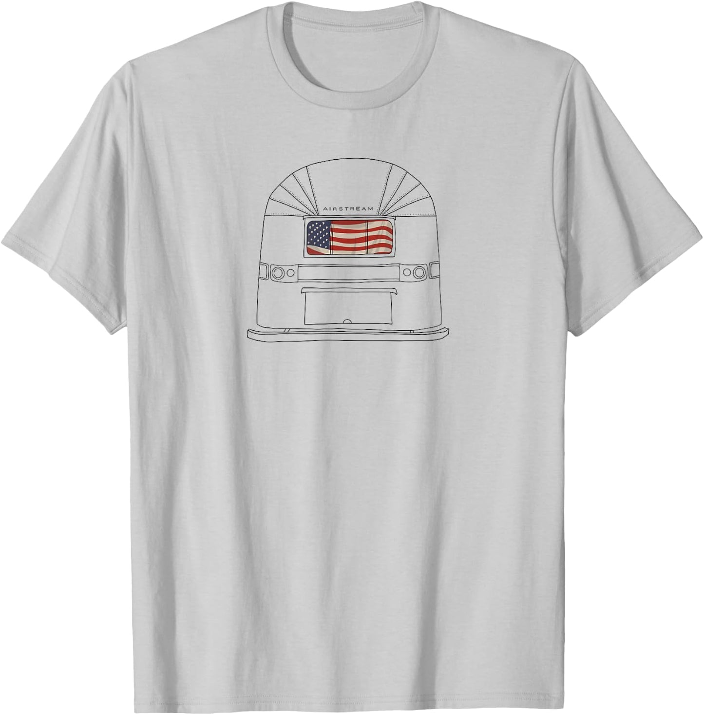 Retro 60s Airstream USA Patriotic Flag Wanderlust T-Shirt - T-Shirt | Ash