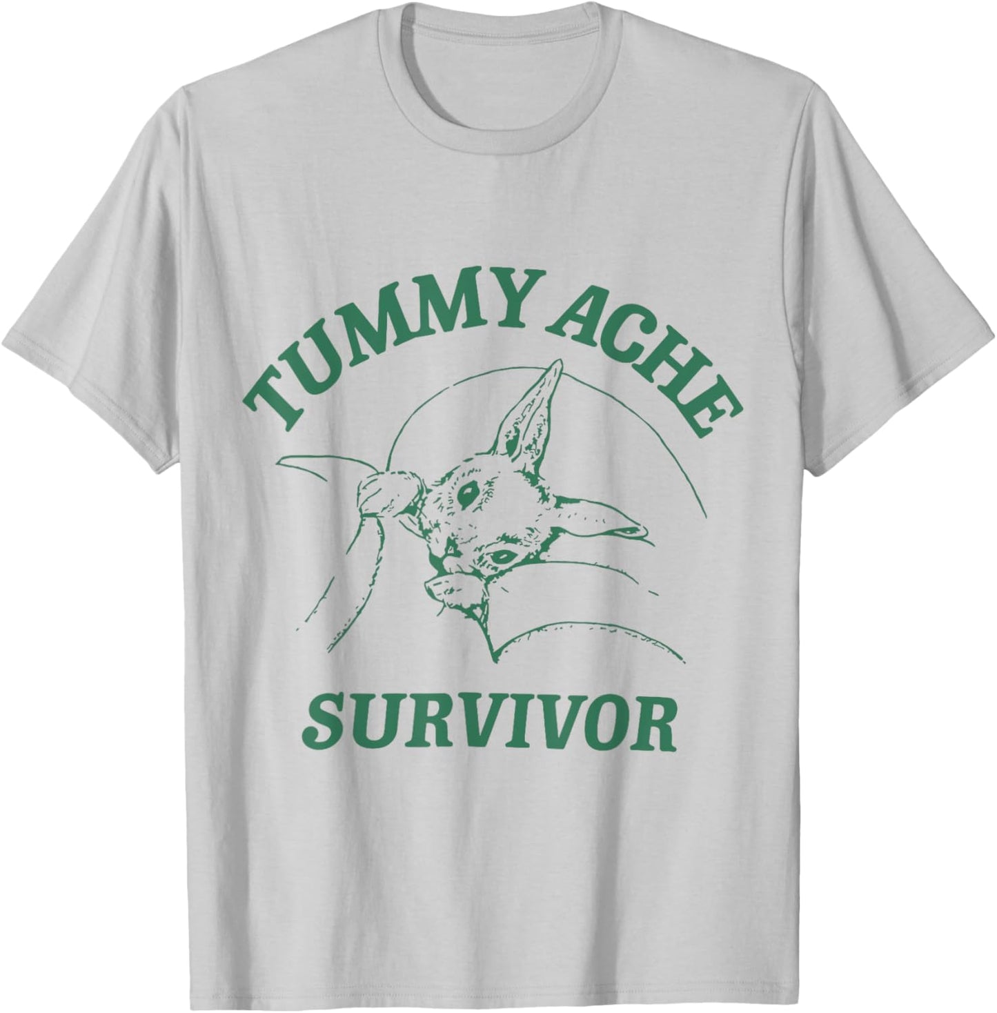 Tummy Ache Survivor Funny Rabbit Meme Bunny Lover T-Shirt - T-Shirt | Ash