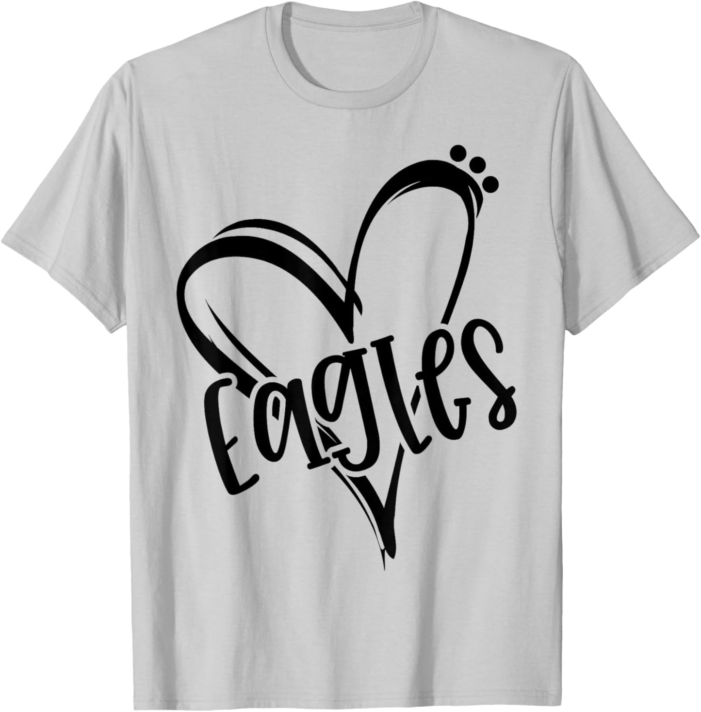 Eagles School Sports Fan Team Spirit Heart T-Shirt - T-Shirt | Ash